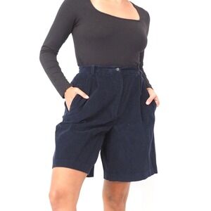 LIZ CLAIBORNE Vintage High Waist Baggy Leg Black Pleated Shorts  Size 10